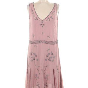 Odille Rare 100% Silk Beaded Pink Flapper 1920s Dress Size 10 Anthropologie